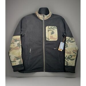 ROARK Landfall Fleece Jacket Black Camo Accents Full Zip Men Size Small NWT $115
